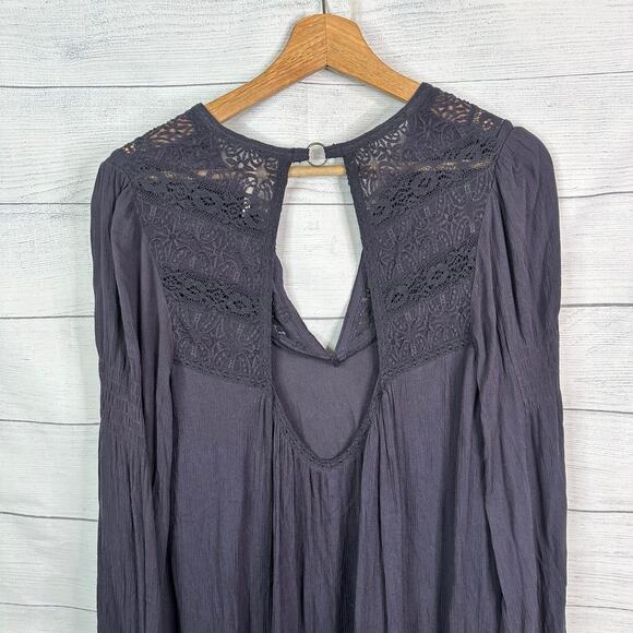 Free People Womens size Small One Night Victorian Dress Mini Tunic Smoke Purple - Picture 6 of 10